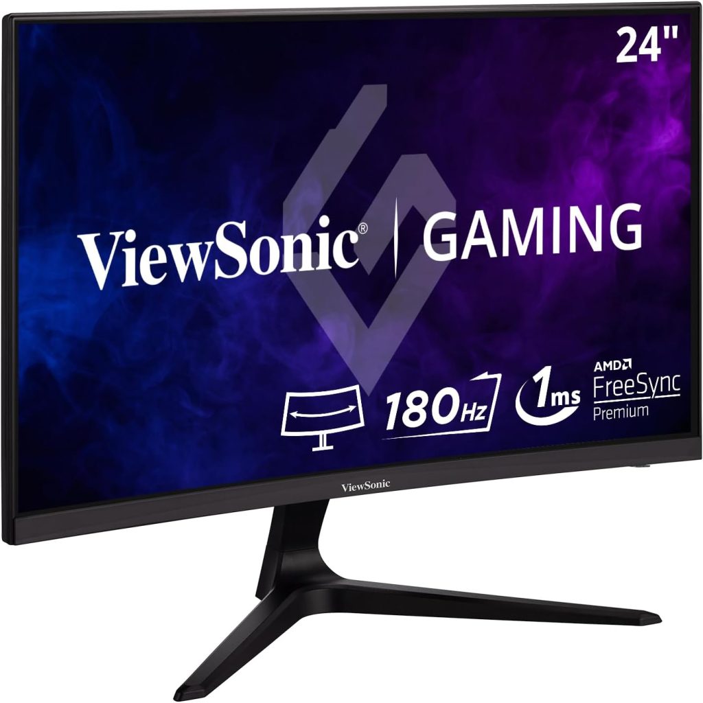 ViewSonic OMNI VX2418-C 24-inch 1080p 165Hz Curved Gaming Monitor, with 1ms Response Time, AMD FreeSync Premium, 1500R Curve, Integrated Speakers.