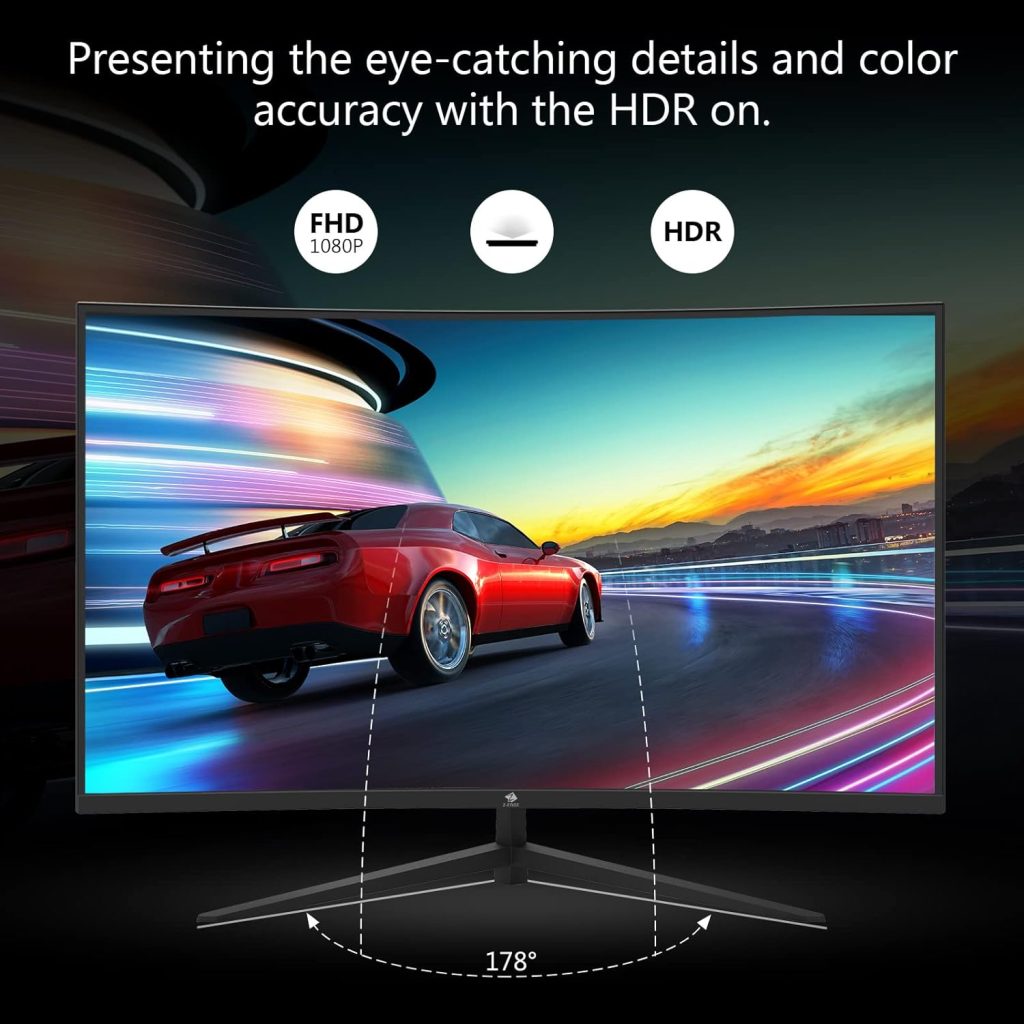 Z-Edge 32 Inch Curved Gaming Monitor 240Hz 1ms MPRT Full HD 16:9 Curved Screen Frameless LED Monitor, Ultra-Thin Bezel, FreeSync, DisplayPort  HDMI, Built-in Speakers, Black