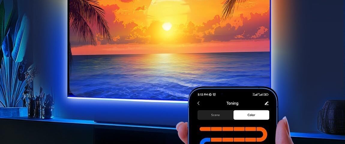 LED Backlight, 14.7ft Cuttable TV Lights with Sensor for 55-65 Inch Screen