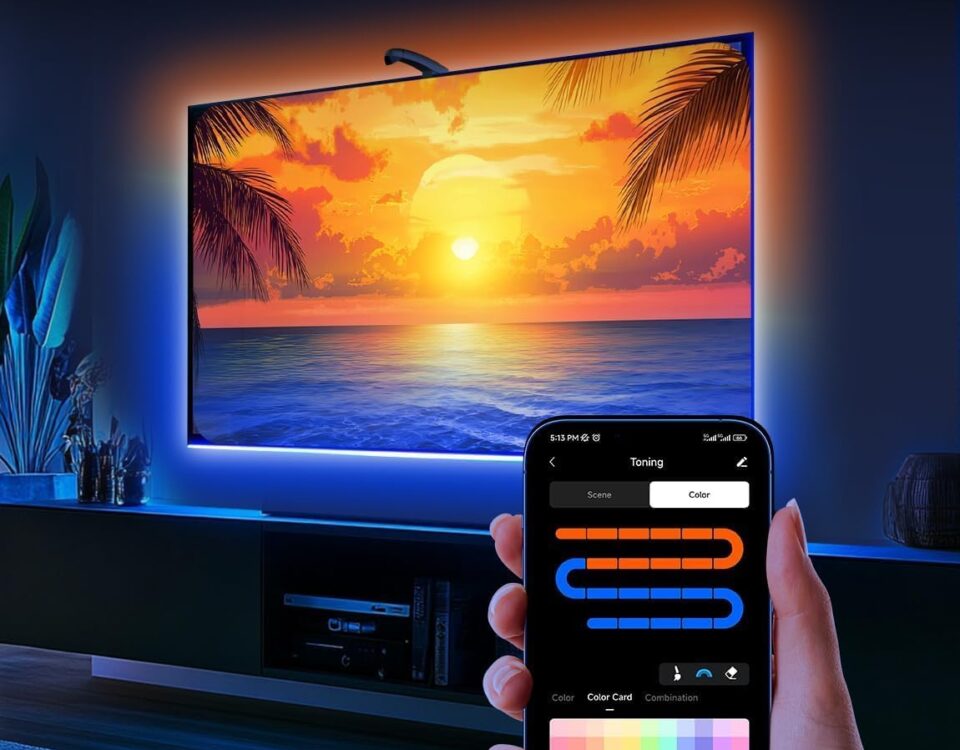 LED Backlight, 14.7ft Cuttable TV Lights with Sensor for 55-65 Inch Screen